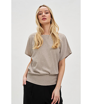 Памучна дамска блуза в бежово снимка