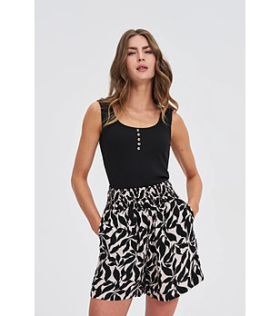 Черен памучен рипсен топ снимка