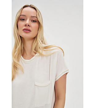 Памучна дамска блуза в цвят крем снимка