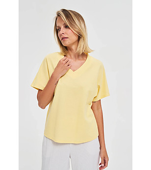 Жълта памучна дамска блуза снимка