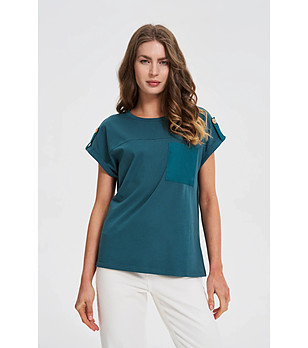 Тъмнозелена памучна блуза снимка