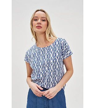 Памучна дамска блуза в синьо снимка