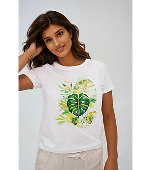 Дамска бяла памучна блуза снимка