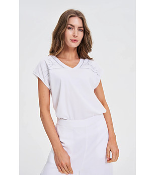 Бяла памучна дамска блуза снимка