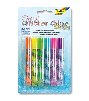 Цветно лепило с брокат неонови спирали 6 бр. снимка