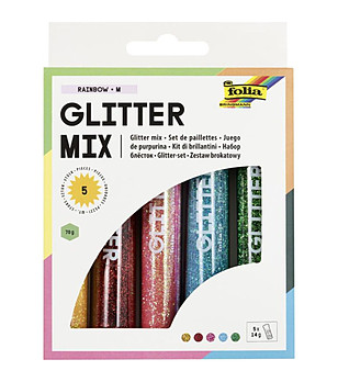 Комплект блестящ пясък за декорации 5 бр. Цветовете на дъгата снимка