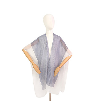 Ефирно парео тип кафтан на райе в синьо и бяло Cassidy снимка