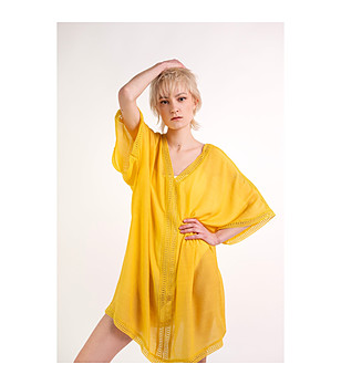 Жълто парео с дантелени кантове Charella снимка