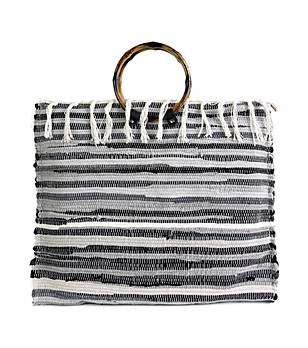 Дамска етно чанта в черно и сиво Marga снимка