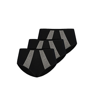 Комплект от 3 броя памучни черни бикини с прозрачни панели Vicky снимка