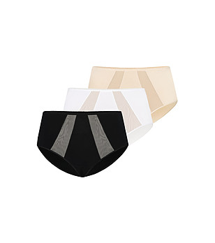 Комплект от 3 броя памучни бикини с прозрачни панели Vicky  снимка