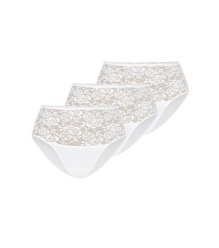 Комплект от 3 броя памучни бели бикини с дантела Violetta  снимка