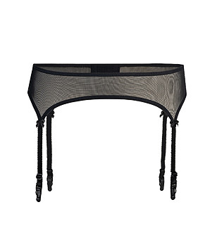 Черен колан с жартиери от тюл Ella снимка