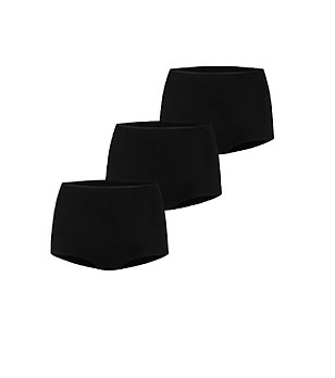 Комплект от 3 чифта памучни черни дамски боксерки Andrea снимка