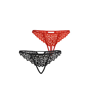 Съблазнителни прашки в червено и черно с дантела Lossi снимка