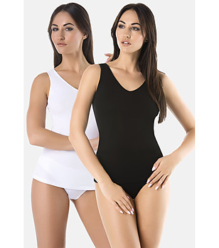 Комплект от 2 памучни топа в черно и бяло Claudia снимка