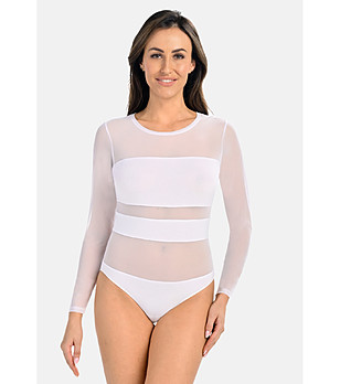 Бяло боди с прозрачни детайли Vivian снимка