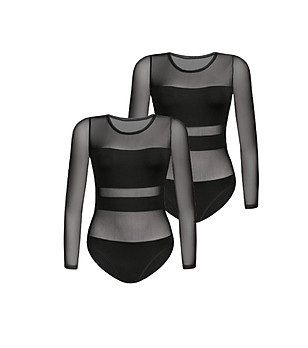 Комплект от 2 броя черно боди с прозрачни детайли Vivian снимка