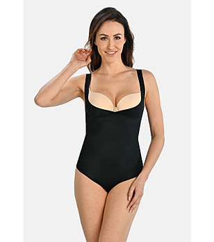 Оформящо боди в черно с изрязано деколте Lia снимка