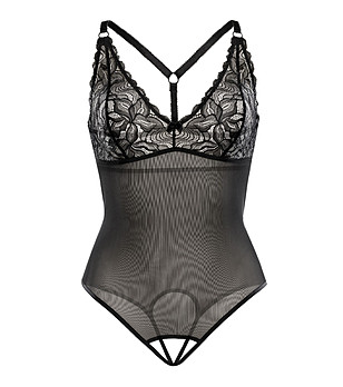 Черно боди от дантела и тюл Vanessa  снимка