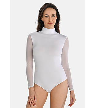 Бяло боди с прозрачни ръкави Nelly  снимка