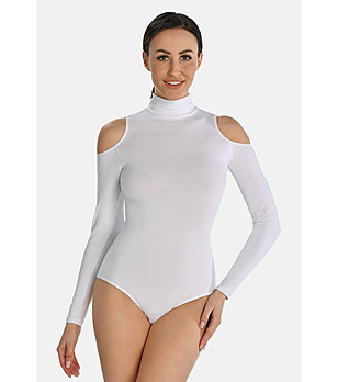 Бяло боди с изрязани рамене Janett  снимка