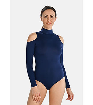 Тъмносиньо боди с изрязани рамене Janett  снимка