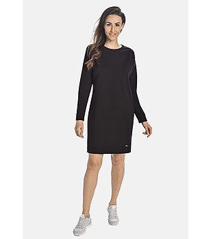 Черна рокля с високо съдържание на памук Paula  снимка