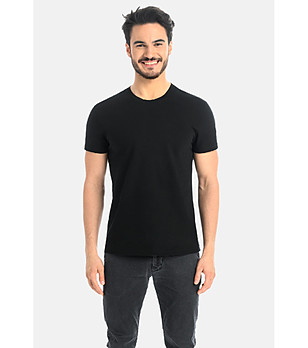 Памучна мъжка черна тениска Luca снимка