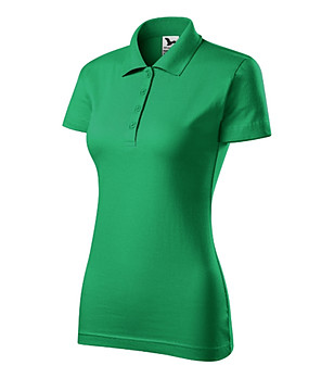Зелена дамска памучна поло блуза Single снимка