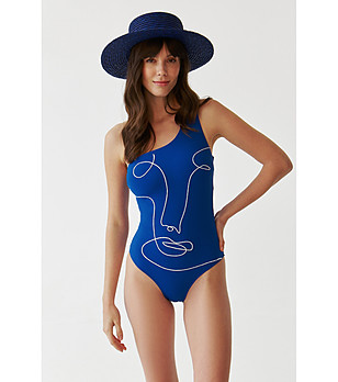 Син бански с бял принт Noam I снимка