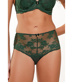 Тъмнозелени дантелени бикини снимка