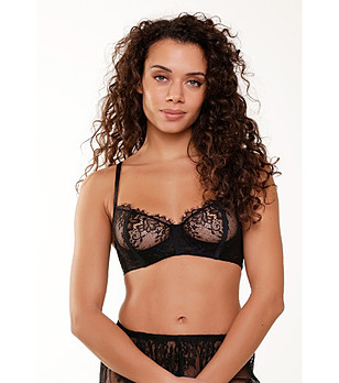 Черен сутиен балконет с меки чашки  снимка