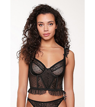 Черен корсет от тюл снимка