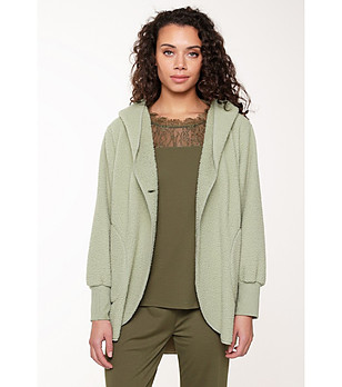 Зелена дамска жилетка с качулка снимка