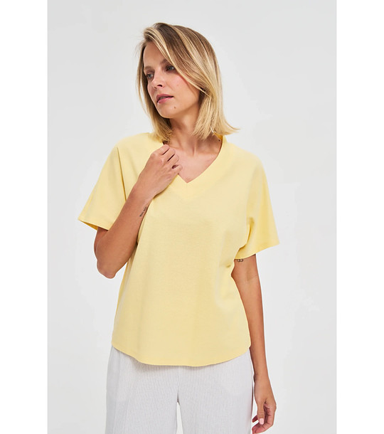 Жълта памучна дамска блуза снимка