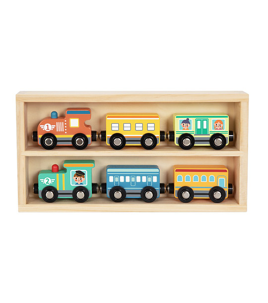 Комплект влакчета в дървена кутия снимка