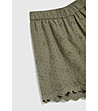 Памучни дамски къси панталонки в цвят маслина-4 снимка