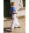 Бял дамски панталон с широки крачоли-2 снимка