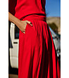 Червен дамски широк панталон-1 снимка
