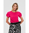 Памучна дамска блуза в цвят фуксия-2 снимка