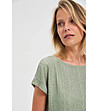 Дамска блуза в цвят олива с перфорации-1 снимка