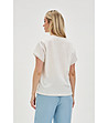 Памучна дамска блуза в цвят крем-3 снимка