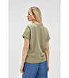 Дамска памучна блуза в цвят олива-2 снимка