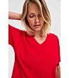 Елегантна памучна дамска блуза в червено-1 снимка