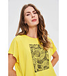 Жълта дамска памучна блуза с щампа-2 снимка