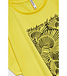 Жълта дамска памучна блуза с щампа-4 снимка