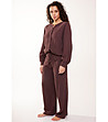 Памучна тъмнокафява дамска пижама-1 снимка