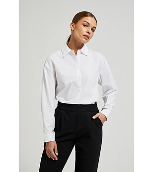 Класическа бяла дамска риза от памук снимка