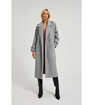 Сиво дамско палто снимка